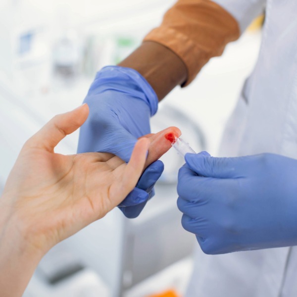 Finger prick for a blood test