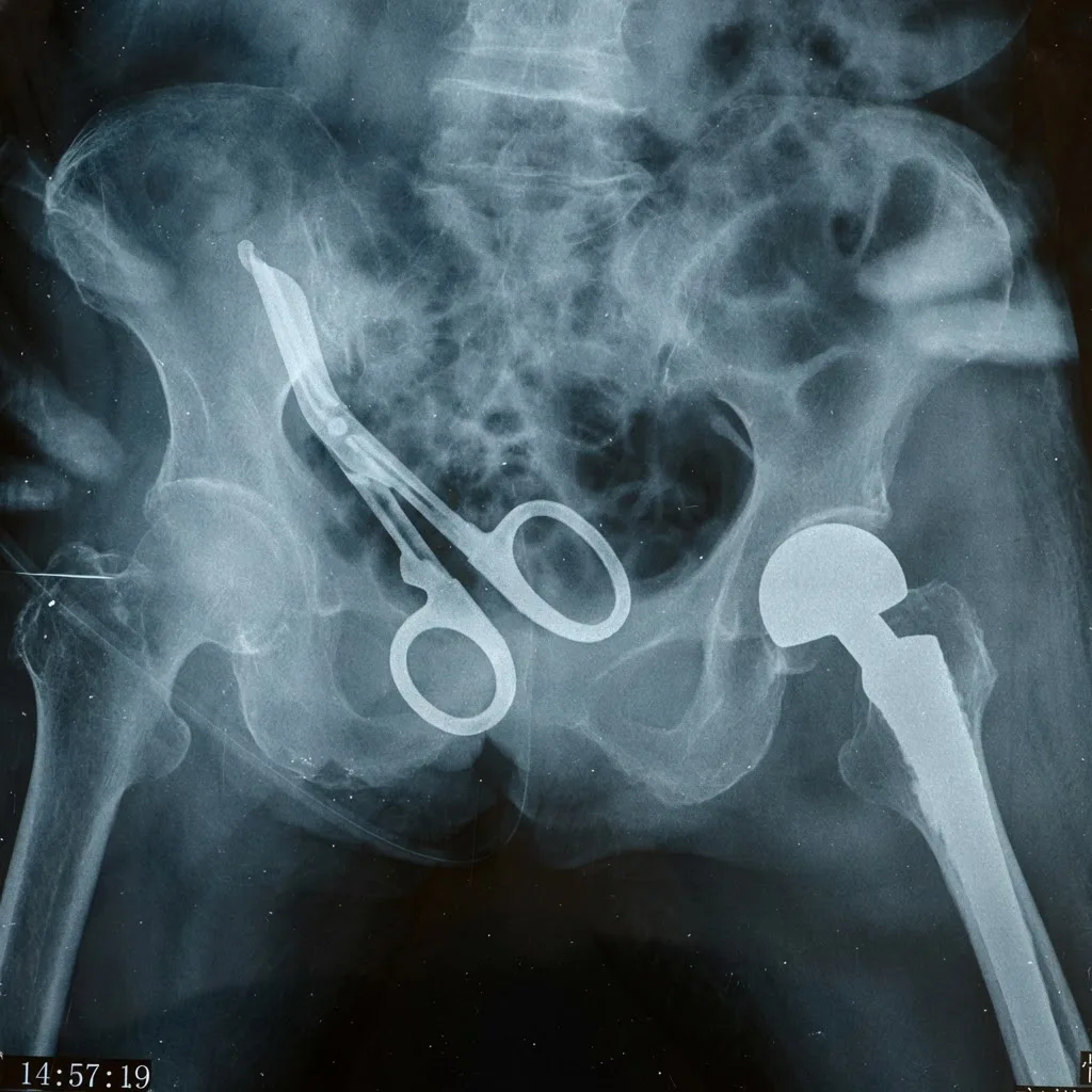 Medical shears showing up in x-ray of patient