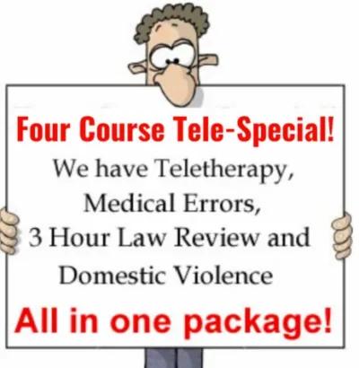 Man holding a sign that says Four Course Tele-Special!