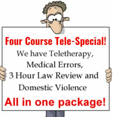 Man holding a sign that says Four Course Tele-Special!