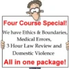 Man holding a sign which says Four Course Special!