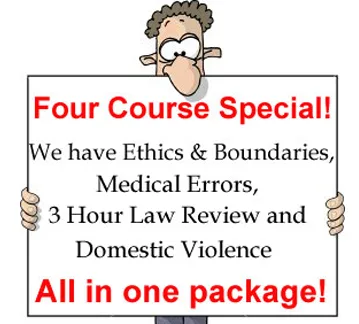Man holding a sign which says Four Course Special!