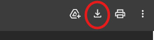 Closeup screenshot of a PDF viewer Download button